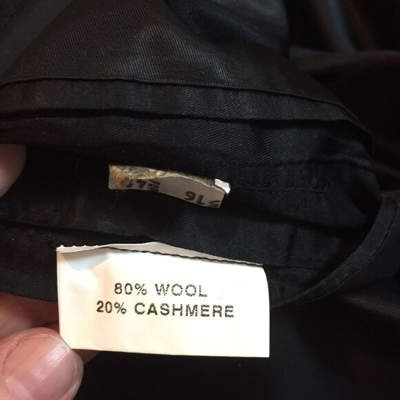 Jos A. Bank Mens 42R Black Coat Mid Length Wool & Cashmere Blend - Picture 5 of 11